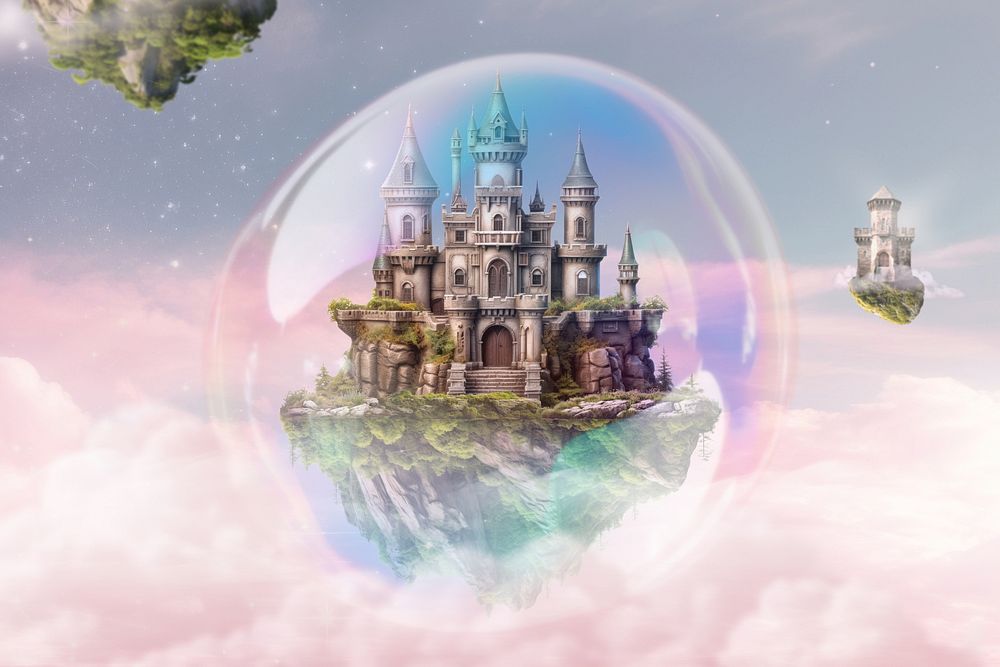 Magical castle in bubble fantasy remix
