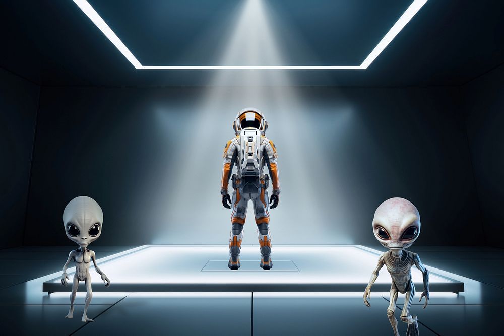 Astronaut & aliens inside spaceship fantasy remix