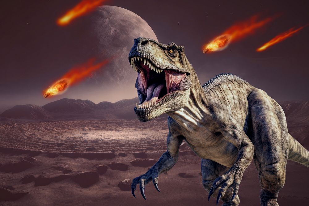 Dinosaur T-rex & asteroid fantasy remix