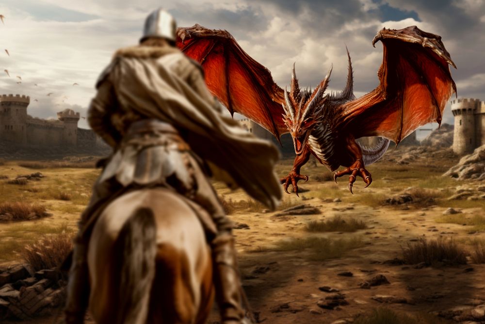 Fighting a dragon fantasy remix