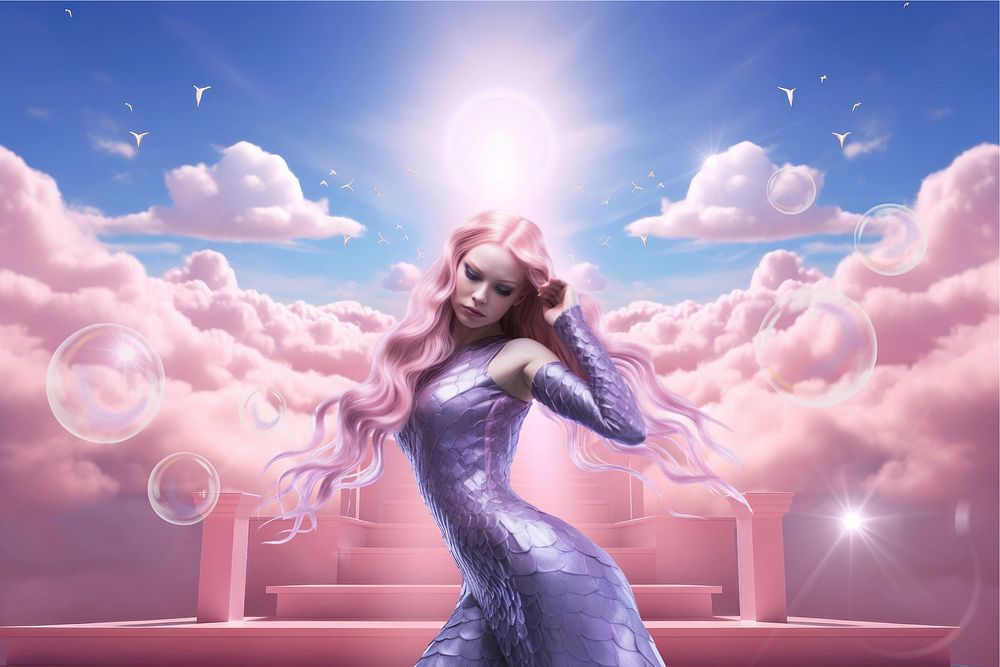 Pink magical mermaid fantasy remix