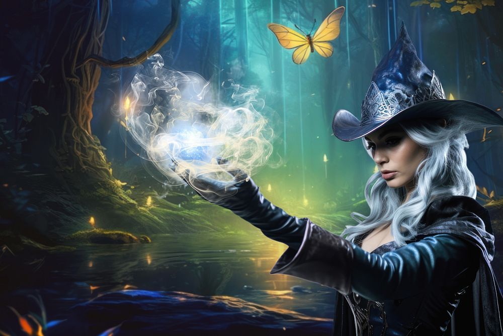 Female witch casting fantasy remix