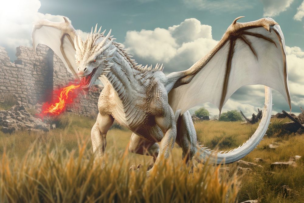 White fierce dragon fantasy remix