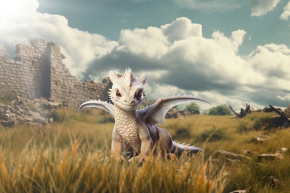 White baby dragon fantasy remix