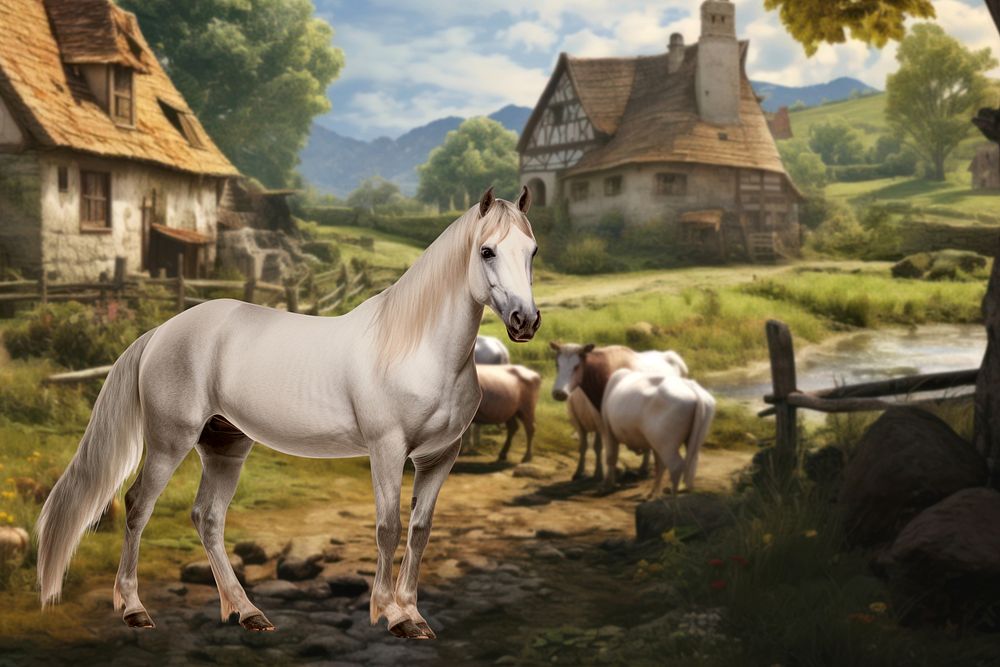 Horse in village fantasy remix