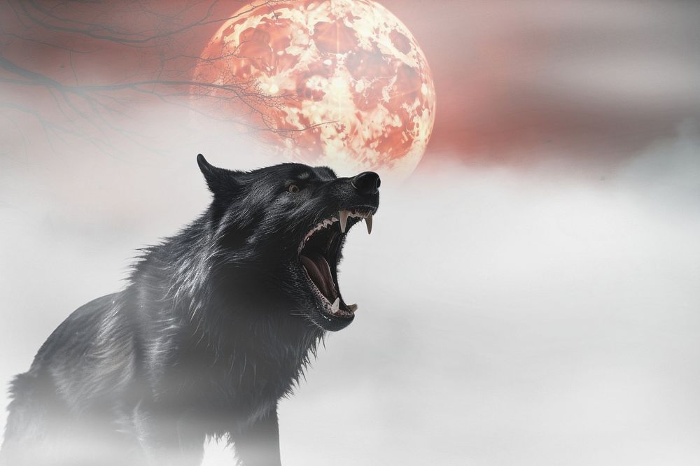 Growling black wolf fantasy remix