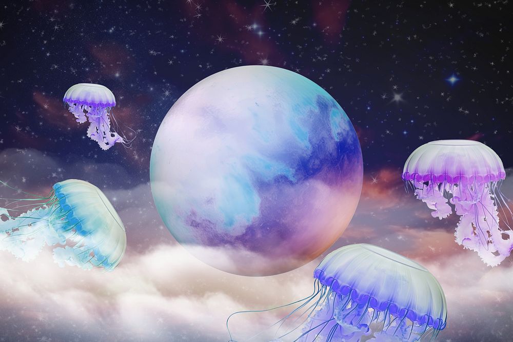 Extraterrestrial jellyfish surreal remix