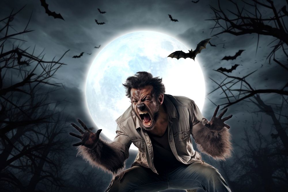 Werewolf turning spooky halloween remix