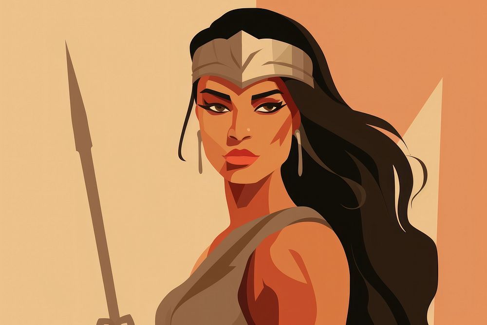 Warrior woman portrait adult illustrated. AI generated Image by rawpixel.