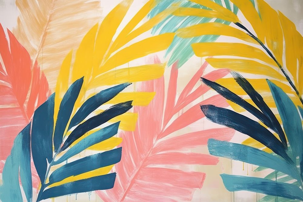 Palm leaves art abstract painting. 