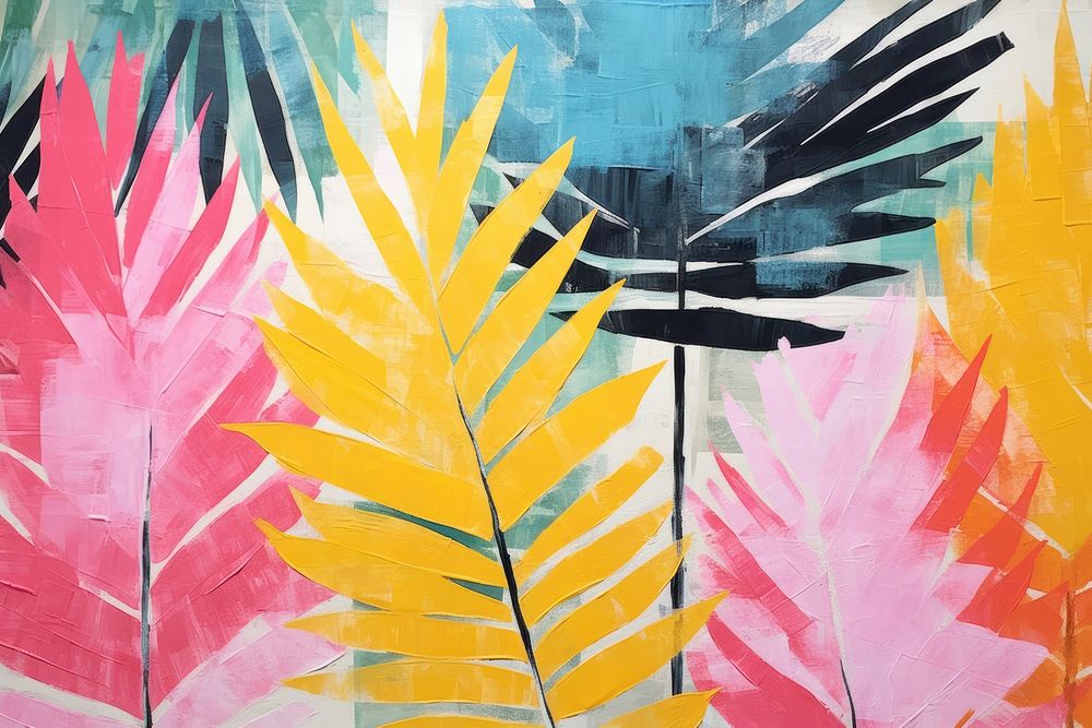 Palm leaves art abstract painting