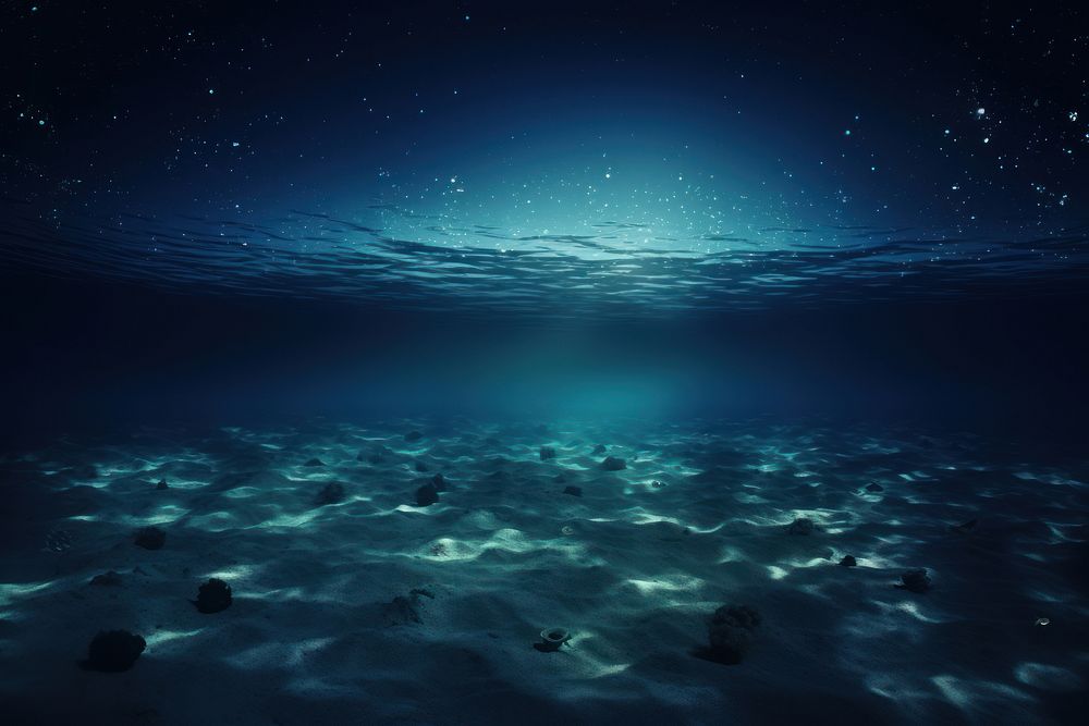Ocean underwater night outdoors nature. AI generated Image by rawpixel.