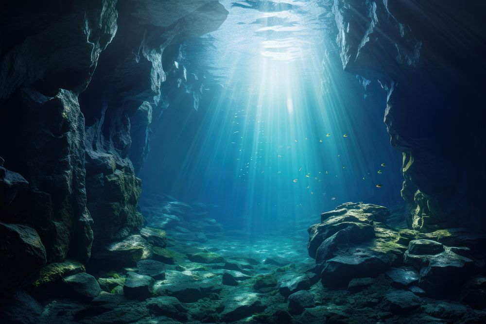 Ocean underwater outdoors nature cave. AI generated Image by rawpixel.