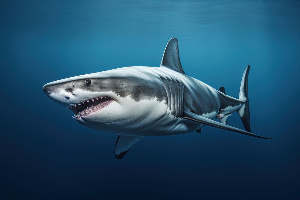 Great white shark animal fish underwater. AI generated Image by rawpixel.