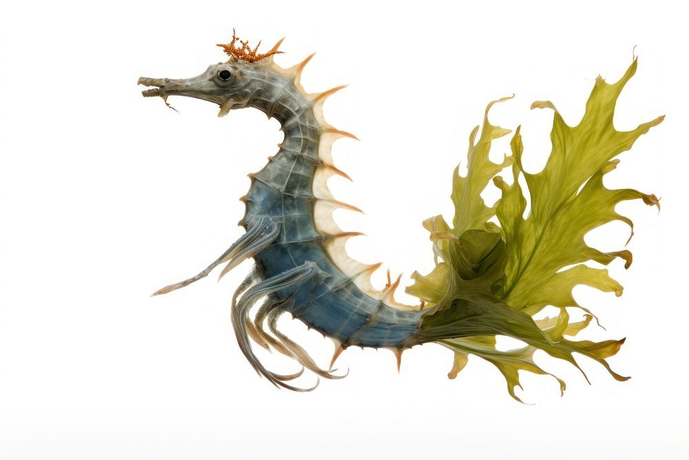Leafy seadragon seahorse animal white background. AI generated Image by rawpixel.