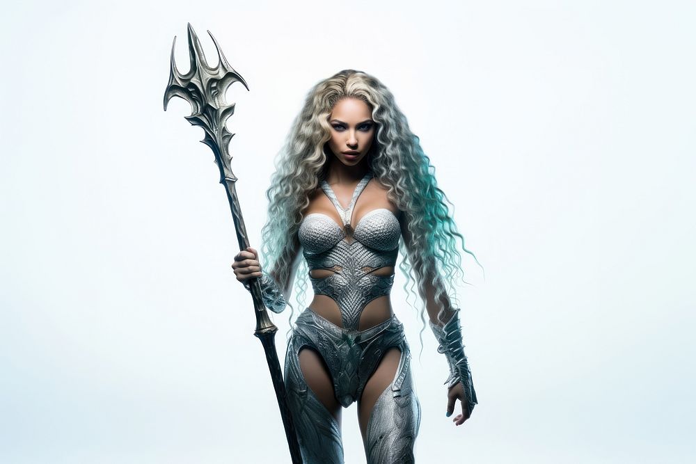 Mermaid warrior fantasy trident. AI generated Image by rawpixel.