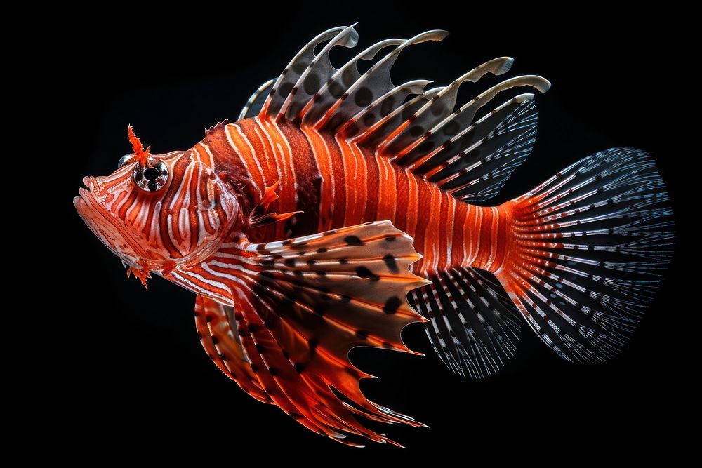 Red lionfish aquarium animal pomacentridae. AI generated Image by rawpixel.