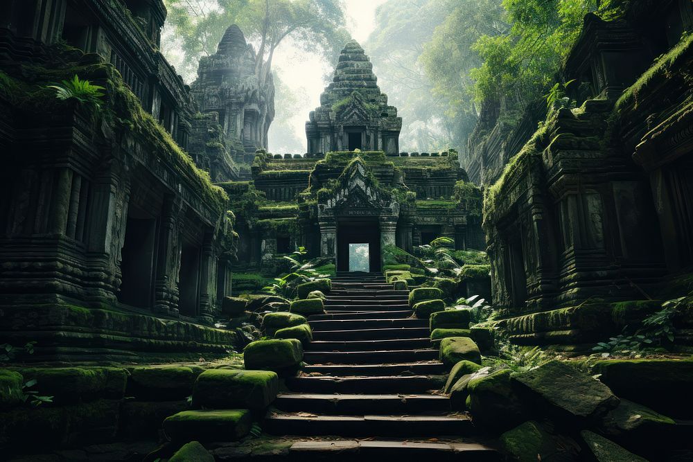 Ancient temple spirituality architecture tranquility. AI generated Image by rawpixel.