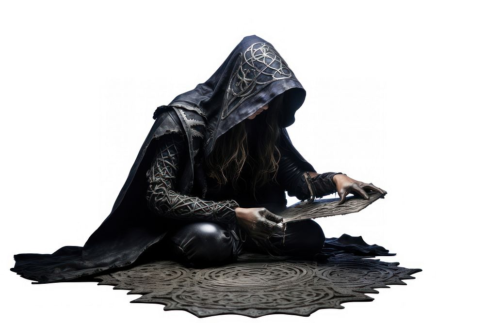 Necromancy women sorcerer adult black white background. AI generated Image by rawpixel.
