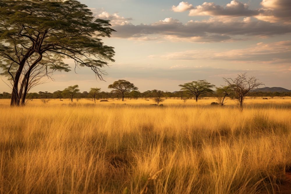 Savanna field landscape grassland. AI generated Image by rawpixel.