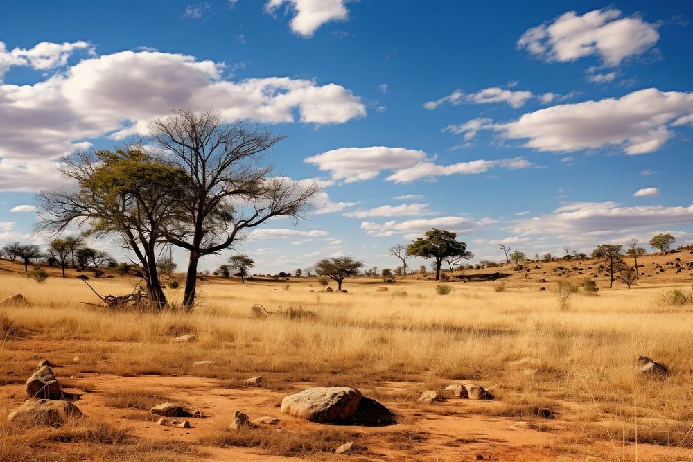 Savanna landscape grassland outdoors. AI generated Image by rawpixel.