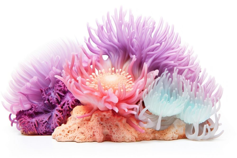 Sea anemone nature reef white background. AI generated Image by rawpixel.