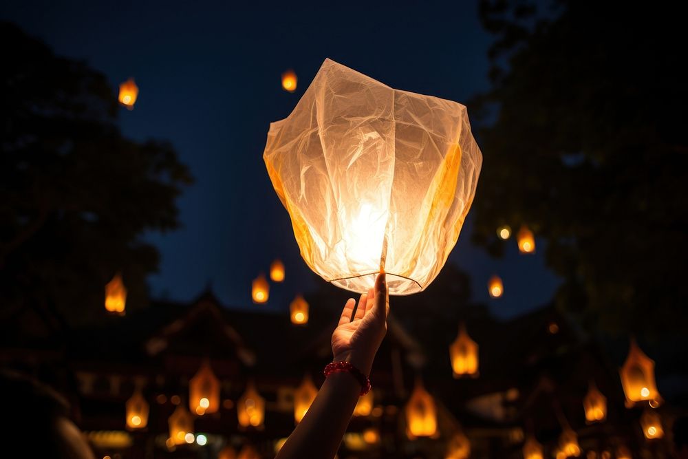 Paper lantern night spirituality illuminated. Free Photo rawpixel
