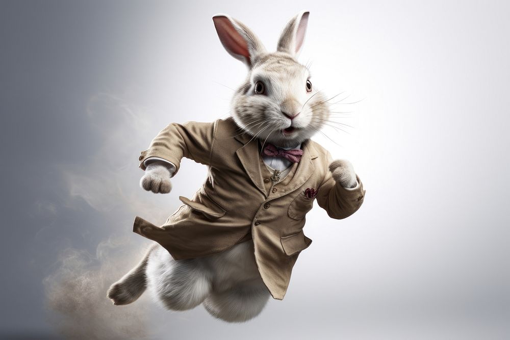 Running White Rabbit animal rodent mammal. AI generated Image by rawpixel.