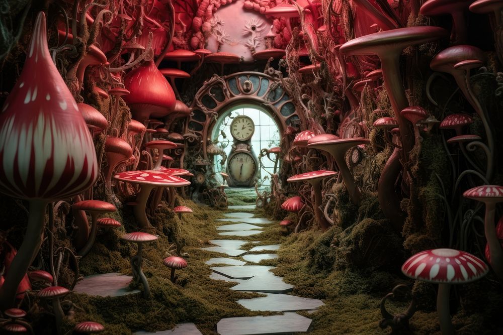 Wonderland rabbit hole architecture plant vegetable. AI generated Image by rawpixel.