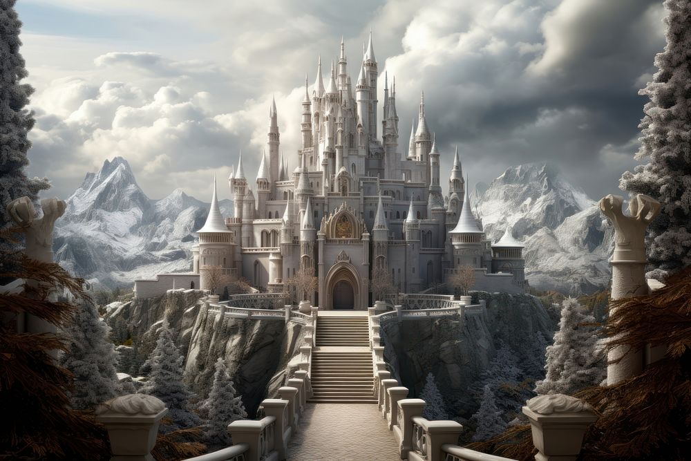 White queen castle architecture building spirituality. AI generated Image by rawpixel.