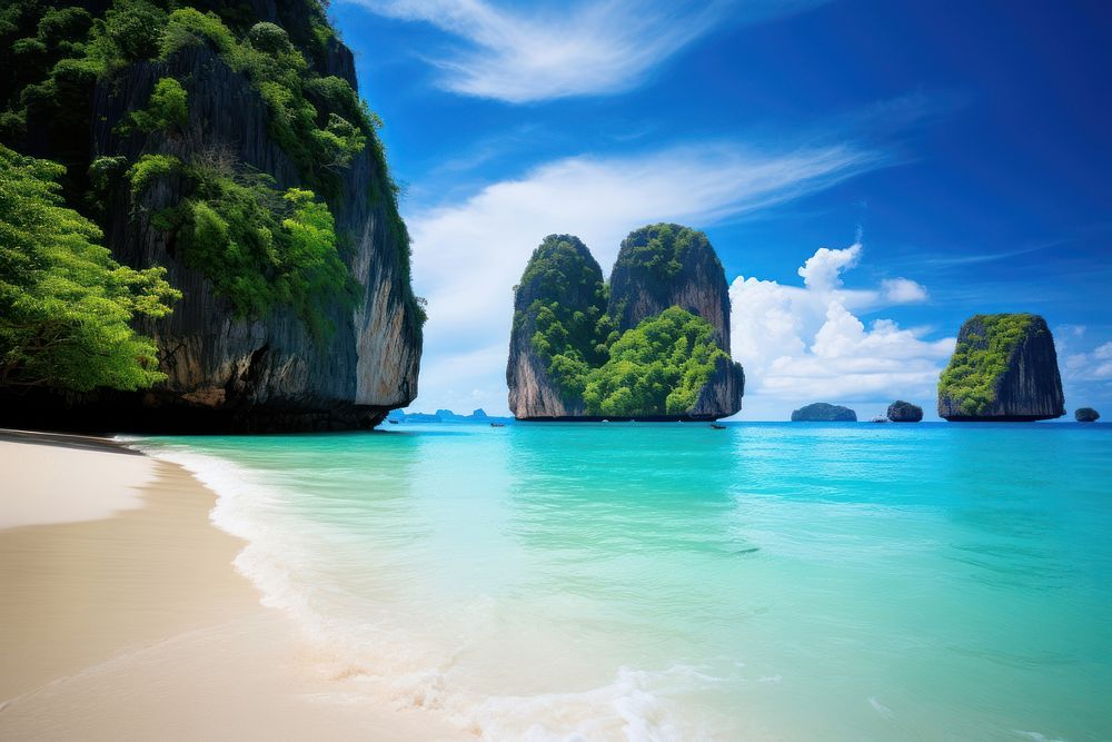 Thailand beach landscape outdoors nature. AI generated Image by rawpixel.