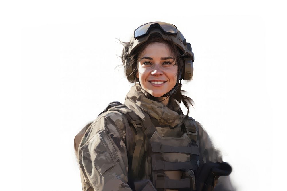 Female soldier smiling military helmet adult. AI generated Image by rawpixel.