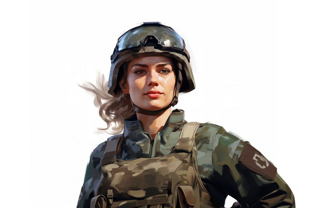 Female soldier smiling military helmet army. AI generated Image by rawpixel.
