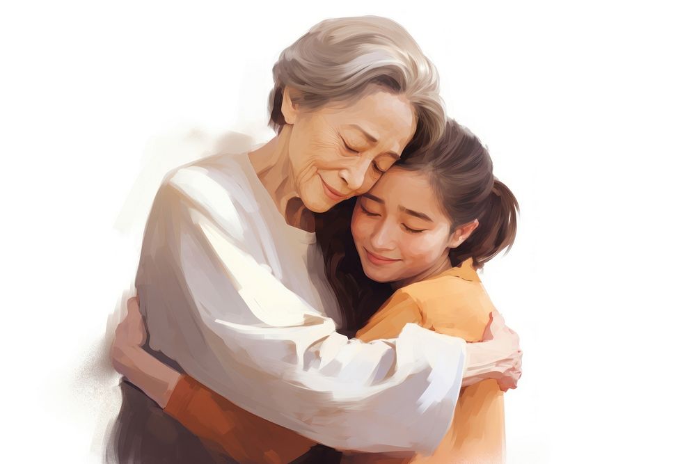 Hugging portrait adult white background. AI generated Image by rawpixel.