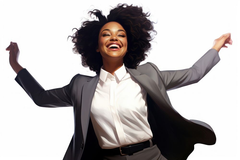 Happy black businesswoman cheerful laughing adult. AI generated Image by rawpixel.