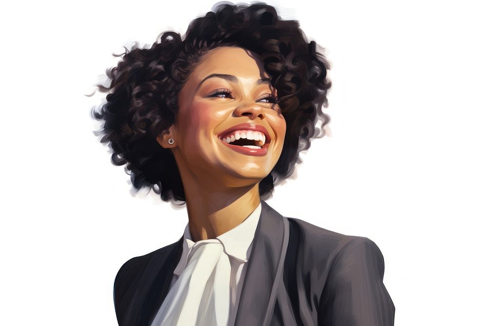 Happy black businesswoman cheerful laughing adult. AI generated Image by rawpixel.