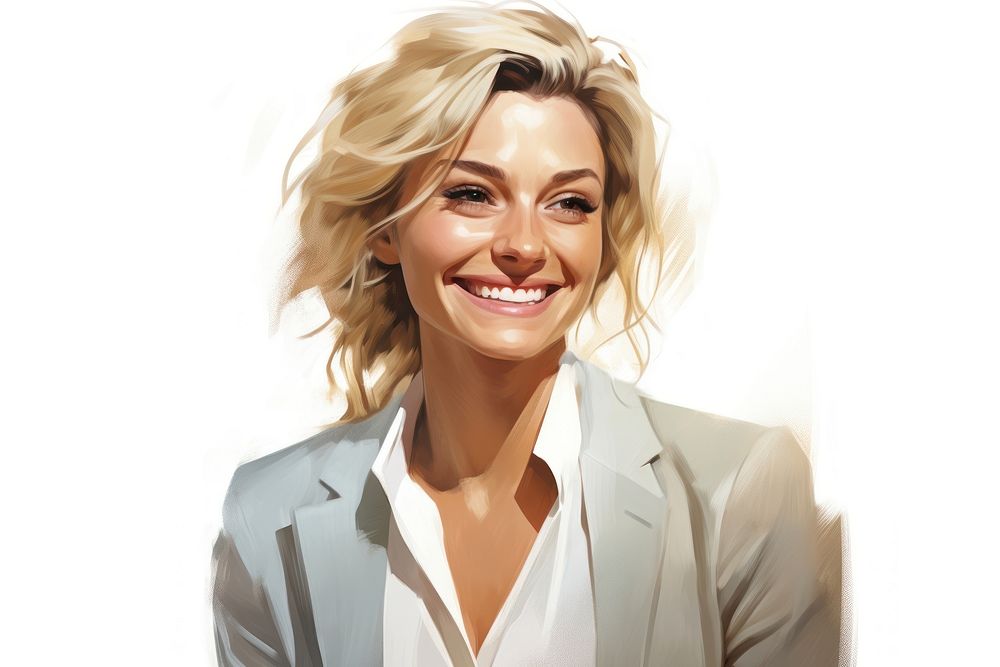 Happy blonde businesswoman cheerful portrait adult. AI generated Image by rawpixel.