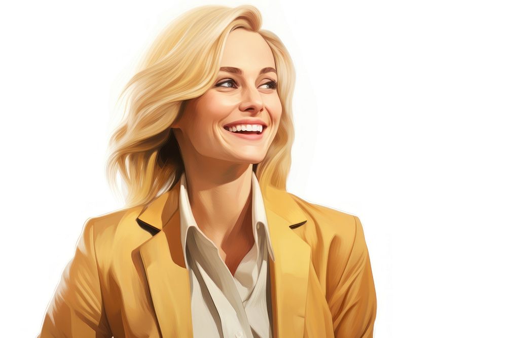 Happy blonde businesswoman cheerful laughing portrait. AI generated Image by rawpixel.