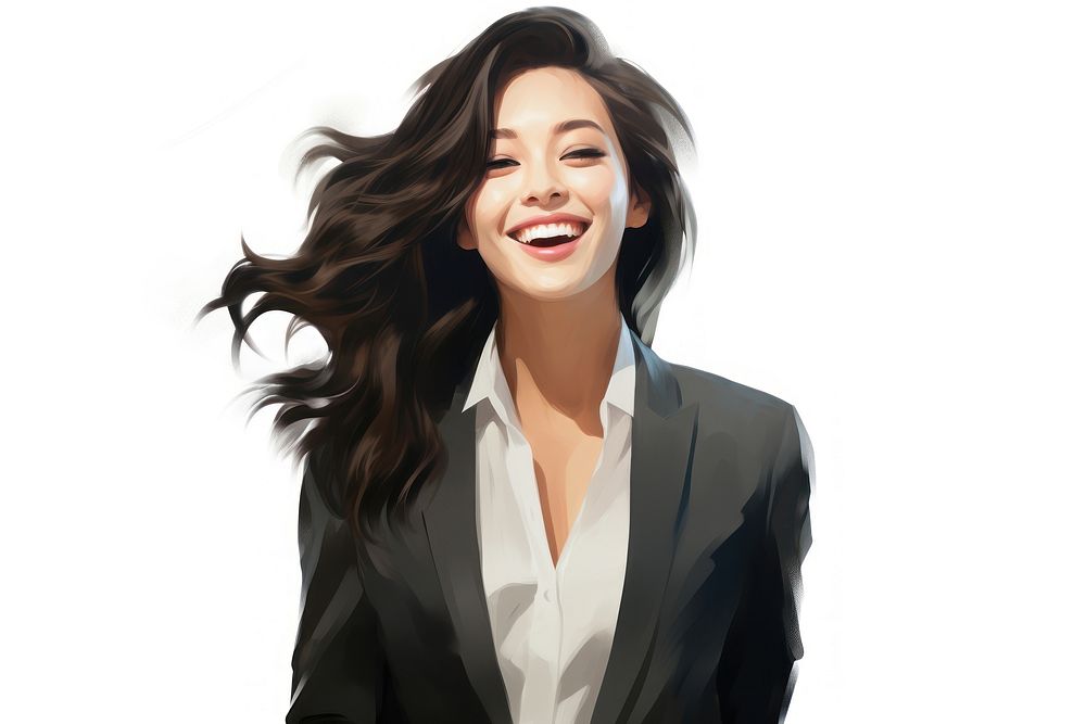 Happy Asian businesswoman cheerful laughing portrait. AI generated Image by rawpixel.
