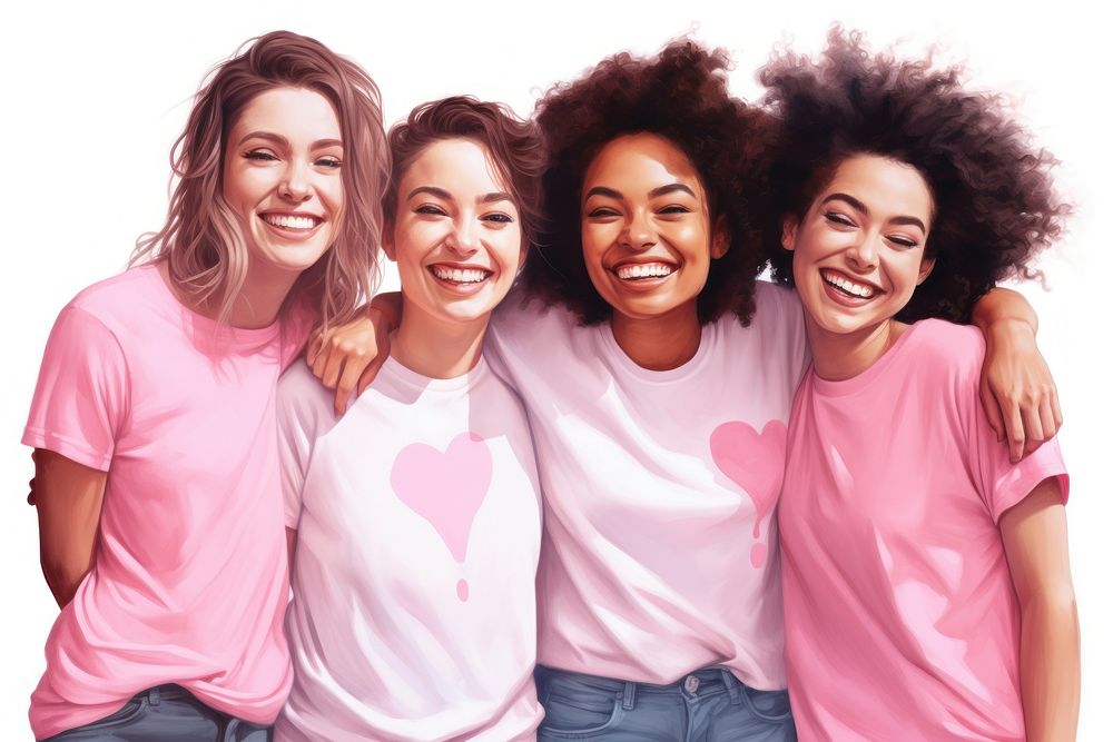 Diverse women smiling laughing t-shirt smile. AI generated Image by rawpixel.
