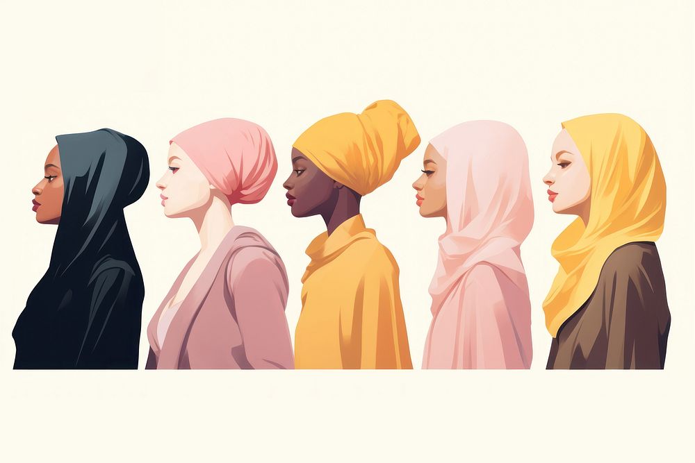 Diverse women yellow adult hood. 