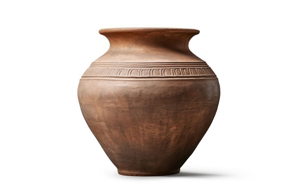Antique brown clay pot pottery vase urn. AI generated Image by rawpixel.