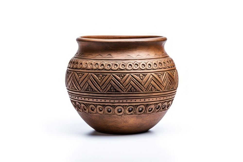 Antique brown clay pot pottery white background earthenware. AI generated Image by rawpixel.