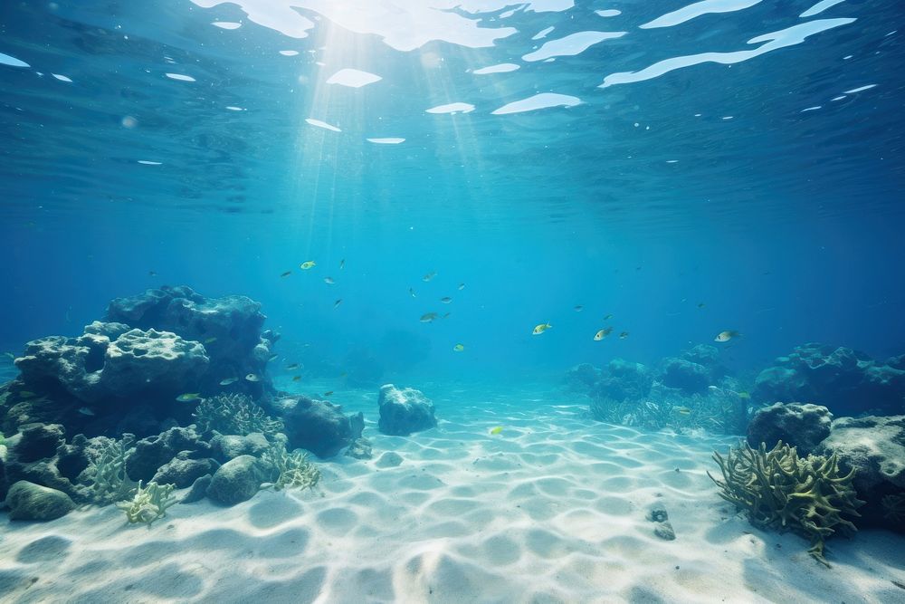 Blue ocean underwater outdoors nature. AI generated Image by rawpixel.