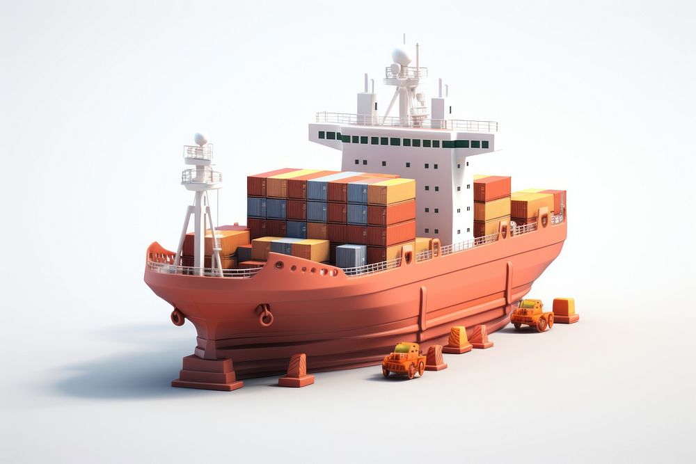 Cargo ship vehicle boat transportation. AI generated Image by rawpixel.