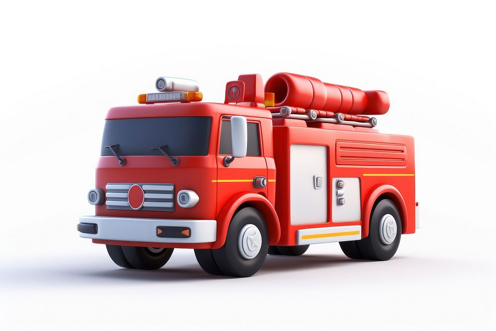 Fire truck vehicle bus white background. AI generated Image by rawpixel.