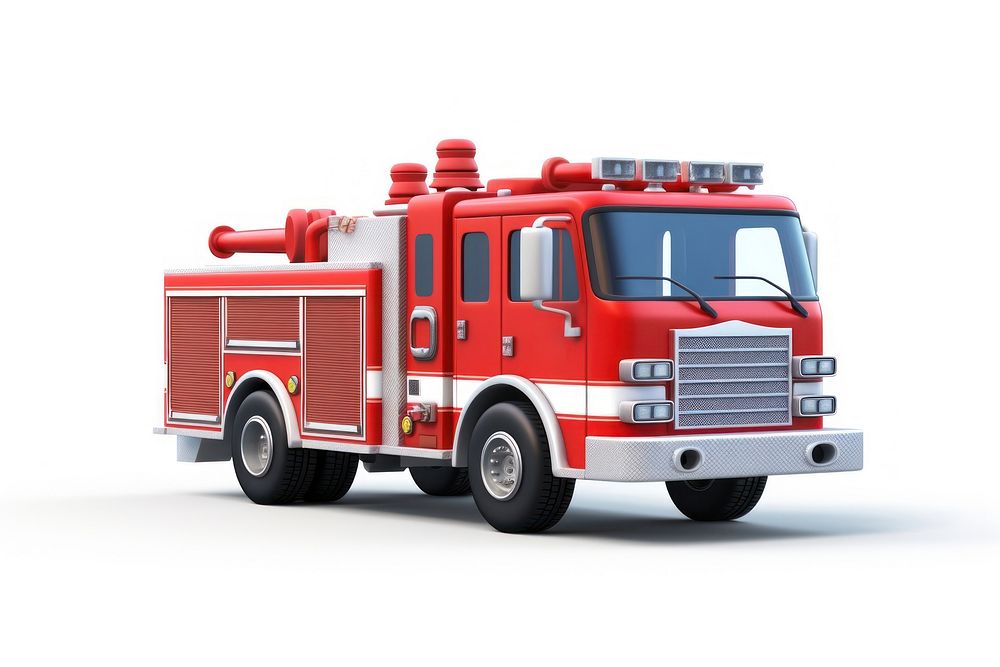 Fire truck vehicle white background transportation. AI generated Image by rawpixel.