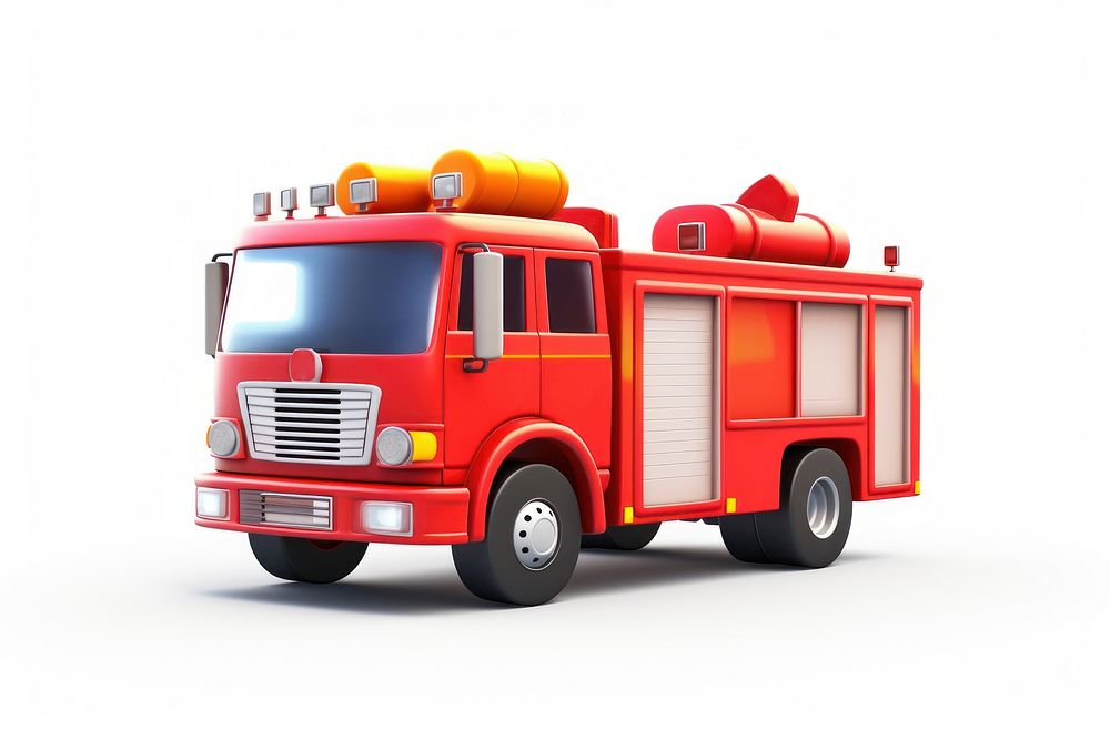 Fire truck vehicle white background transportation. AI generated Image by rawpixel.
