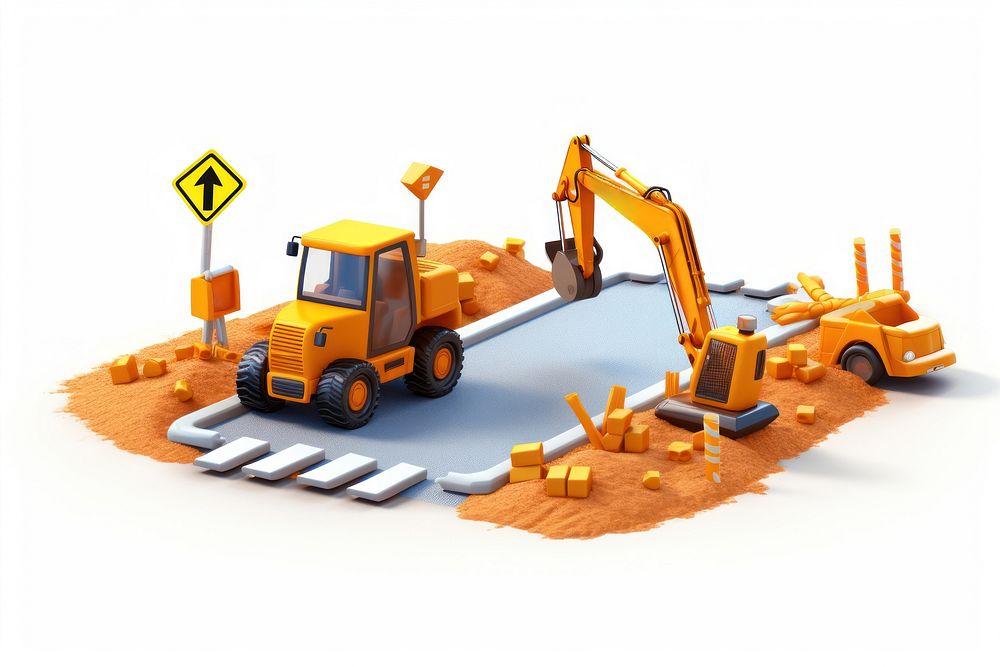 Road construction  white background machinery. AI generated Image by rawpixel.