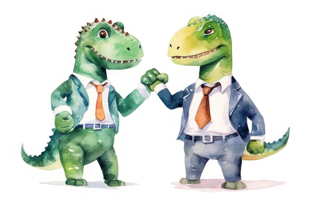 Dinosaurs wearing suits cartoon animal toy. AI generated Image by rawpixel.